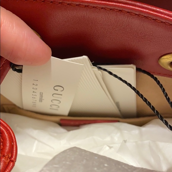 NBIB Gucci Red Mini GG Marmont 2.0 Backpack - Picture 10 of 12